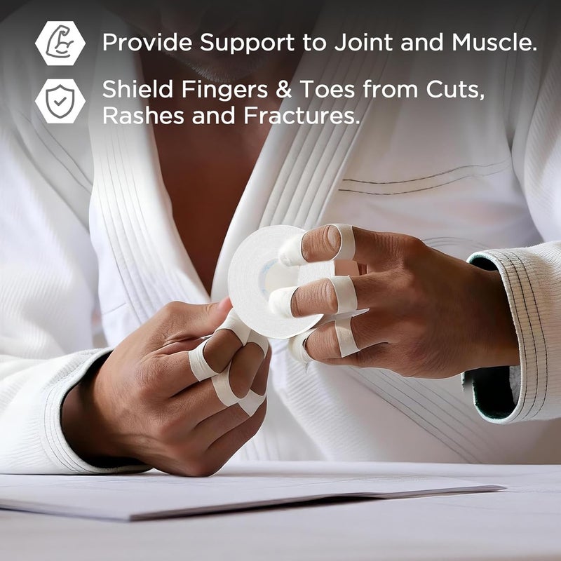 OK TAPE 8 Rolls Athletic Tape, 0.3 Inch Finger Tape for BJJ, Boxing, Climbing, Football, Pro Jiu Jitsu Sports Tape | Add Grip & Protect Fingers and Toes (0.3" x 45 Ft, Black) - Image 3
